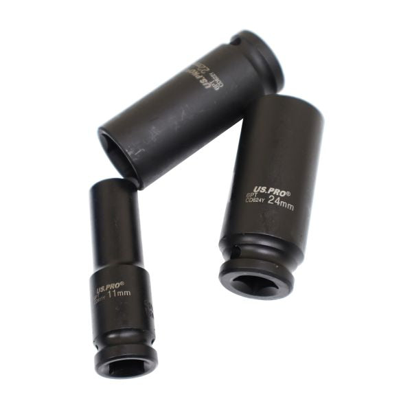 10PC 1/2" DR 6PT DEEP EUROPEAN DIN IMPACT SOCKETS US PRO