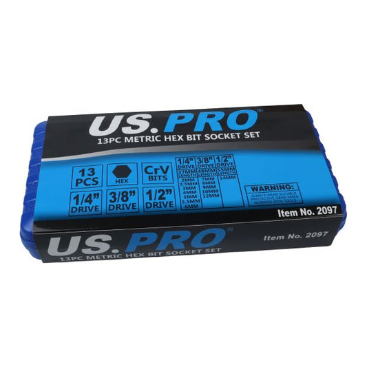 13PC METRIC HEX BIT SOCKET SET US PRO
