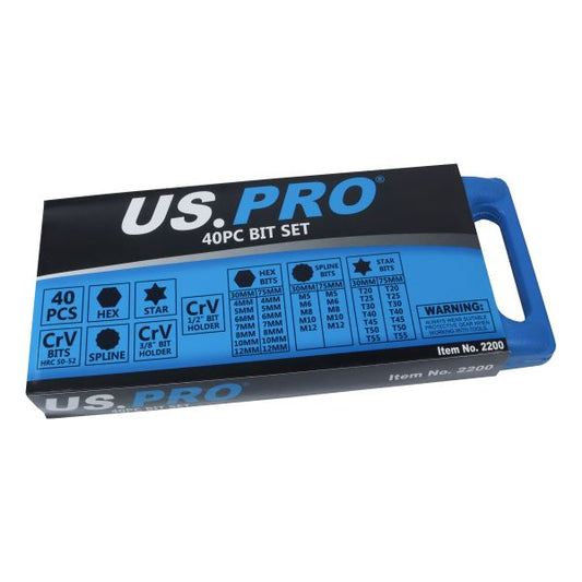 40PC BIT SET HEX TORX SPLINE 1/2" & 3/8" ADAPTOR