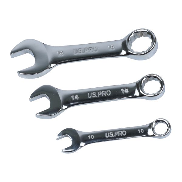 10PC METRIC STUBBY COMBINATION WRENCH SET 10-19MM US PRO
