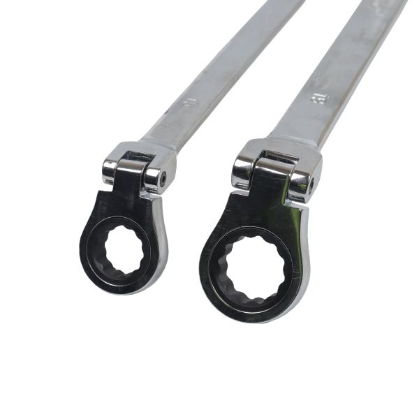 10PC EXTRA LONG DOUBLE FLEXI HEAD RING RATCHET WRENCH US PRO