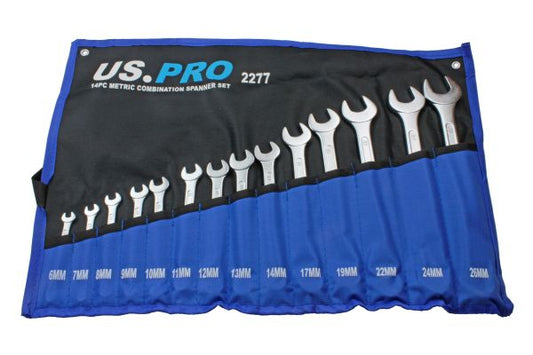 14PC METRIC COMBINATION SPANNER SET 6 - 26MM US PRO