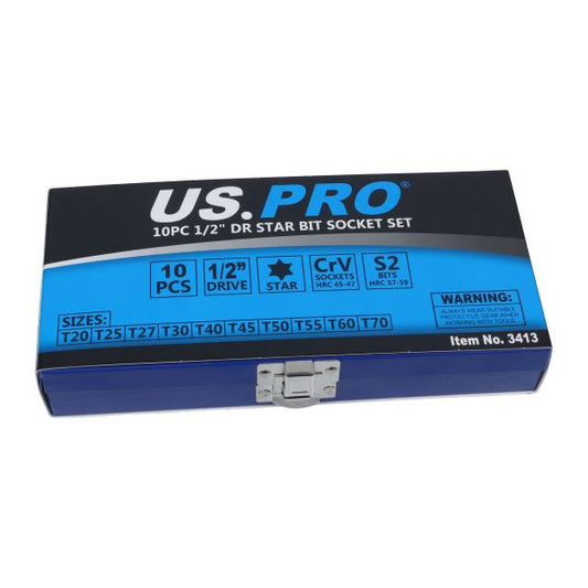 10PC 1/2” DR STAR BIT SOCKET SET US PRO