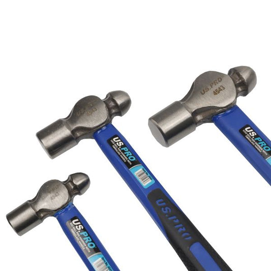 3PC BALL PEIN HAMMER WITH FIBREGLASS HANDLE US PRO