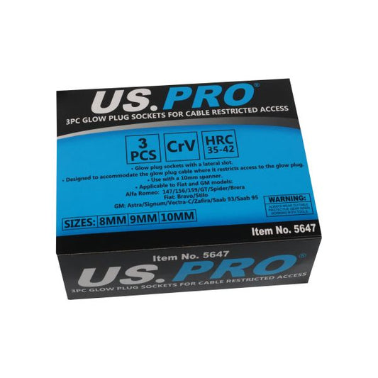3PC GLOW PLUG SOCKETS FOR CABLE RESTRICTED ACCESS US PRO
