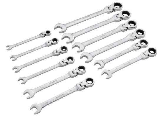 Flexible Metric Ratchet Spanner Set 8-19mm 12 Piece Bluespot Lifetime Guarantee