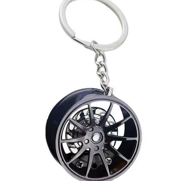 Alloy Wheel with Moving Brake Black Caliper Keychain