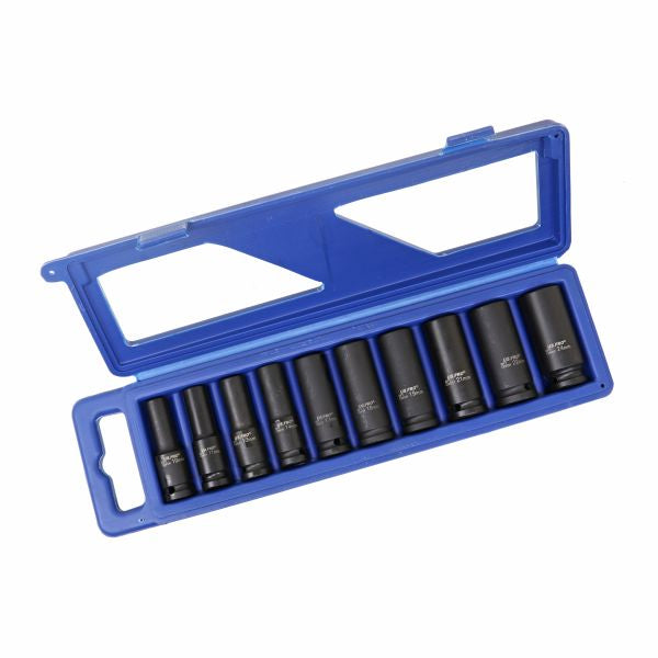 10PC 1/2" DR 6PT DEEP EUROPEAN DIN IMPACT SOCKETS US PRO
