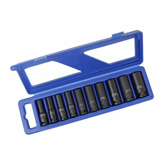 10PC 1/2" DR 6PT DEEP EUROPEAN DIN IMPACT SOCKETS US PRO