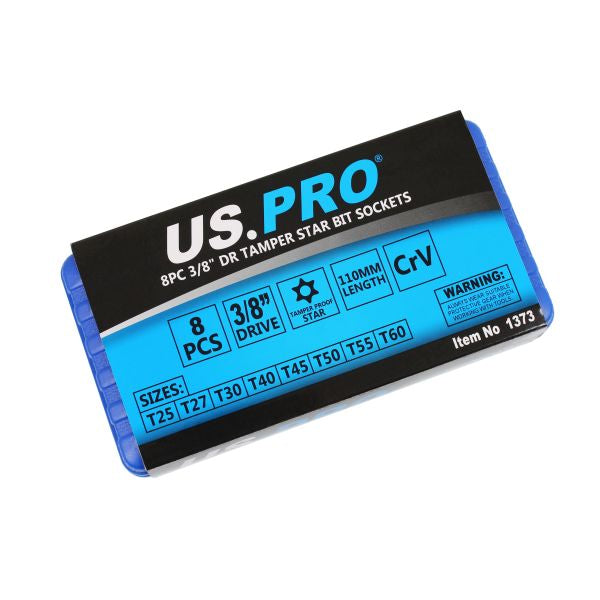 8PC 3/8" DR 110MM(L) TAMPER STAR BIT SOCKETS US PRO
