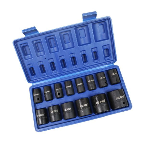 14PC 1/2" DR SHALLOW IMPACT SOCKETS METRIC US PRO