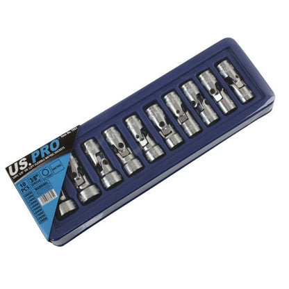 10PC 3/8" DR 12PT FLEXIBLE METRIC SOCKETS US PRO