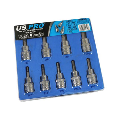 9PC 3/8" DR HEX BIT SOCKETS 48MM US PRO