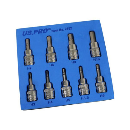 9PC 3/8" DR HEX BIT SOCKETS 48MM US PRO