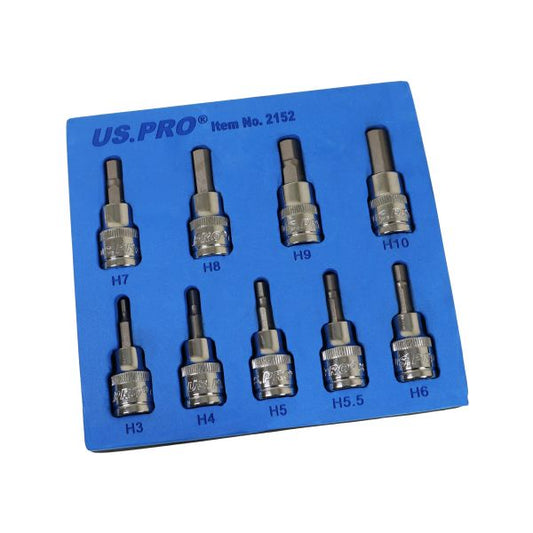 9PC 3/8" DR HEX BIT SOCKETS 48MM US PRO