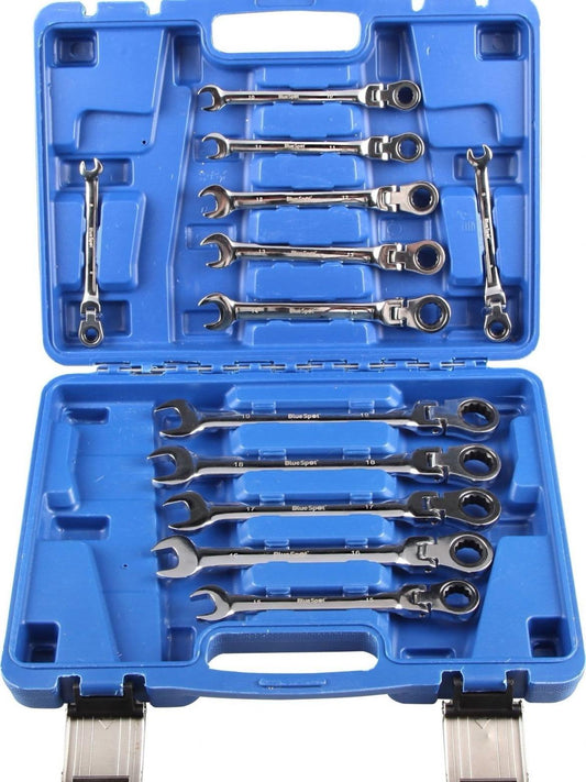 Flexible Metric Ratchet Spanner Set 8-19mm 12 Piece Bluespot Lifetime Guarantee