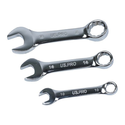 10PC METRIC STUBBY COMBINATION WRENCH SET 10-19MM US PRO