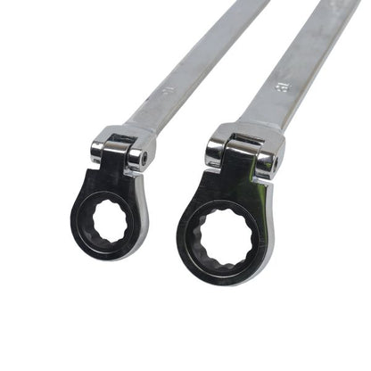 10PC EXTRA LONG DOUBLE FLEXI HEAD RING RATCHET WRENCH US PRO