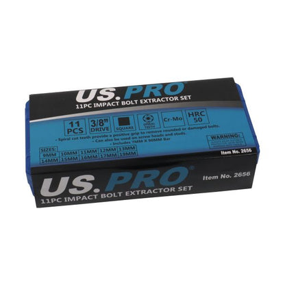 11PC IMPACT BOLT EXTRACTOR SET US PRO