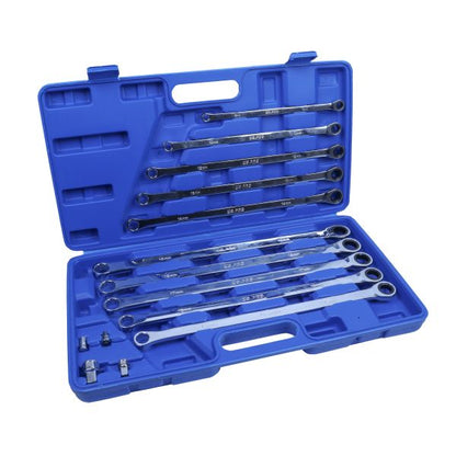 10PC EXTRA LONG DOUBLE RING SINGLE GEAR RATCHET SET US PRO