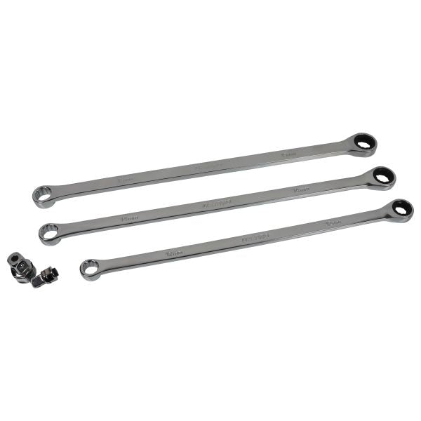 10PC EXTRA LONG DOUBLE RING SINGLE GEAR RATCHET SET US PRO