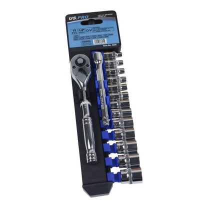 15PC 1/4" DR METRIC SOCKET SET US PRO