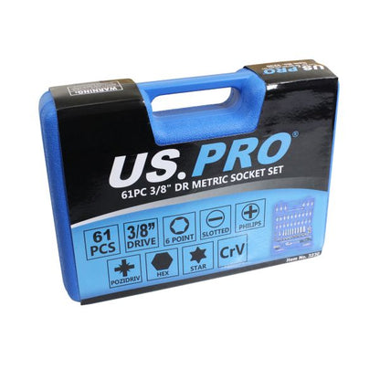 61PC 3/8" DR METRIC SOCKET SET US PRO