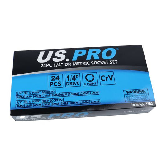 24PC 1/4" DR METRIC SOCKET SET US PRO