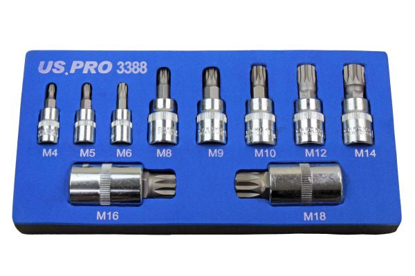 10PC TRIPLE SQUARE BIT SOCKETS IN EVA TRAY US PRO