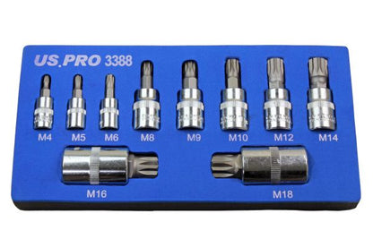 10PC TRIPLE SQUARE BIT SOCKETS IN EVA TRAY US PRO