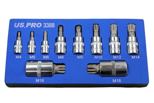 10PC TRIPLE SQUARE BIT SOCKETS IN EVA TRAY US PRO