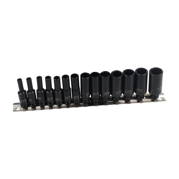 14PC 1/4" DR 6 PT DEEP IMPACT SOCKETS US PRO