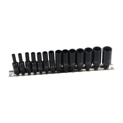 14PC 1/4" DR 6 PT DEEP IMPACT SOCKETS US PRO