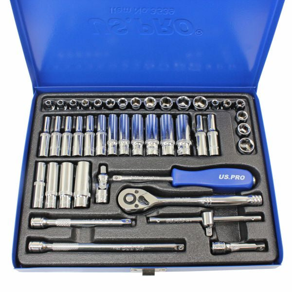 43PC 1/4" DR. METRIC & AF SOCKET SET US PRO