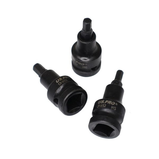 10PC 1/2" DR IMPACT HEX BIT SOCKETS US PRO