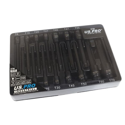 15PC EXTRA LONG IMPACT STAR TORX BIT SOCKET SET