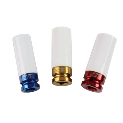 3PC 1/2" DR DEEP IMPACT SOCKETS FOR ALLOY WHEELS US PRO