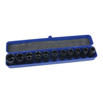 11PC 1/2" DR. 6PT SHALLOW IMPACT SOCKET METRIC US PRO