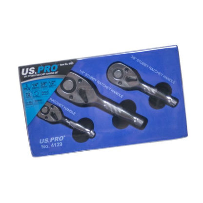 3PC STUBBY RATCHET HANDLE SET - US PRO