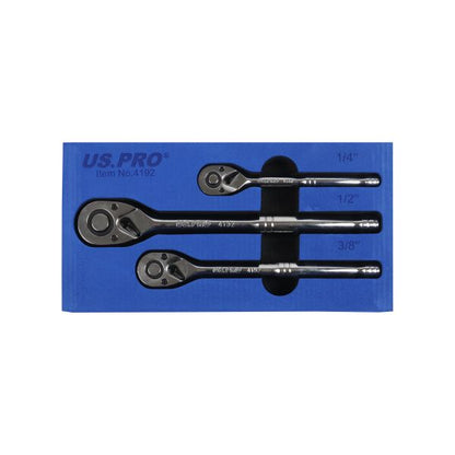 3PC HAND RATCHET SET 1/4" - 3/8" - 1/2" US PRO