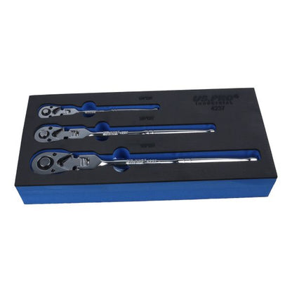3PC FLEXI HEAD RATCHET SET 1/4", 3/8" & 1/2" DRIVES US PRO