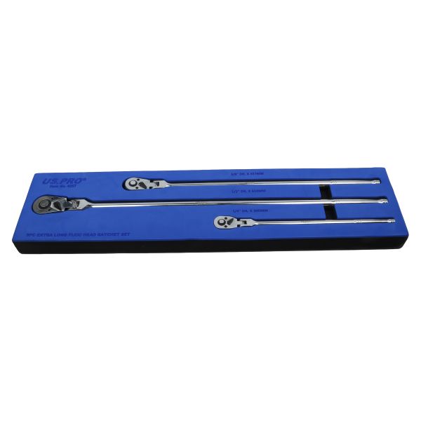 3PC EXTRA LONG FLEXI HEAD RATCHET SET - 1/4", 3/8" US PRO