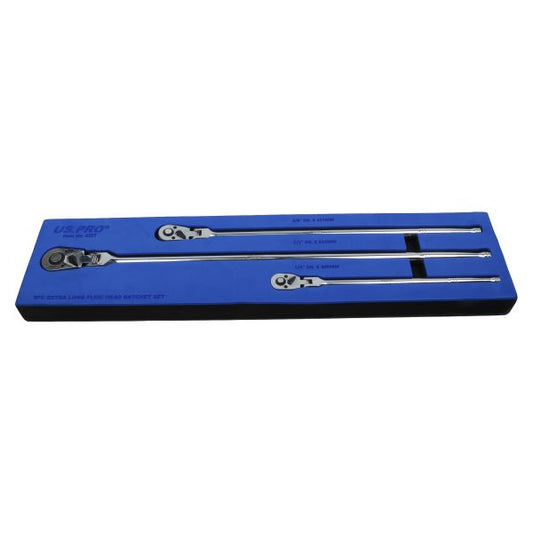 3PC EXTRA LONG FLEXI HEAD RATCHET SET - 1/4", 3/8" US PRO