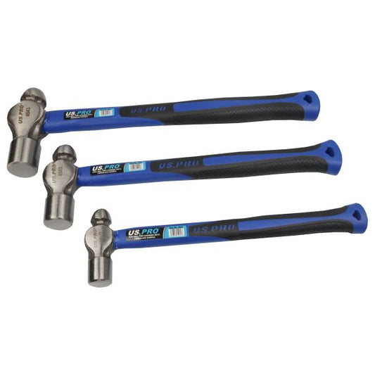 3PC BALL PEIN HAMMER WITH FIBREGLASS HANDLE US PRO