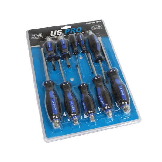 10PC SCREWDRIVER SET PHILIPS AND SLOTTED US PRO