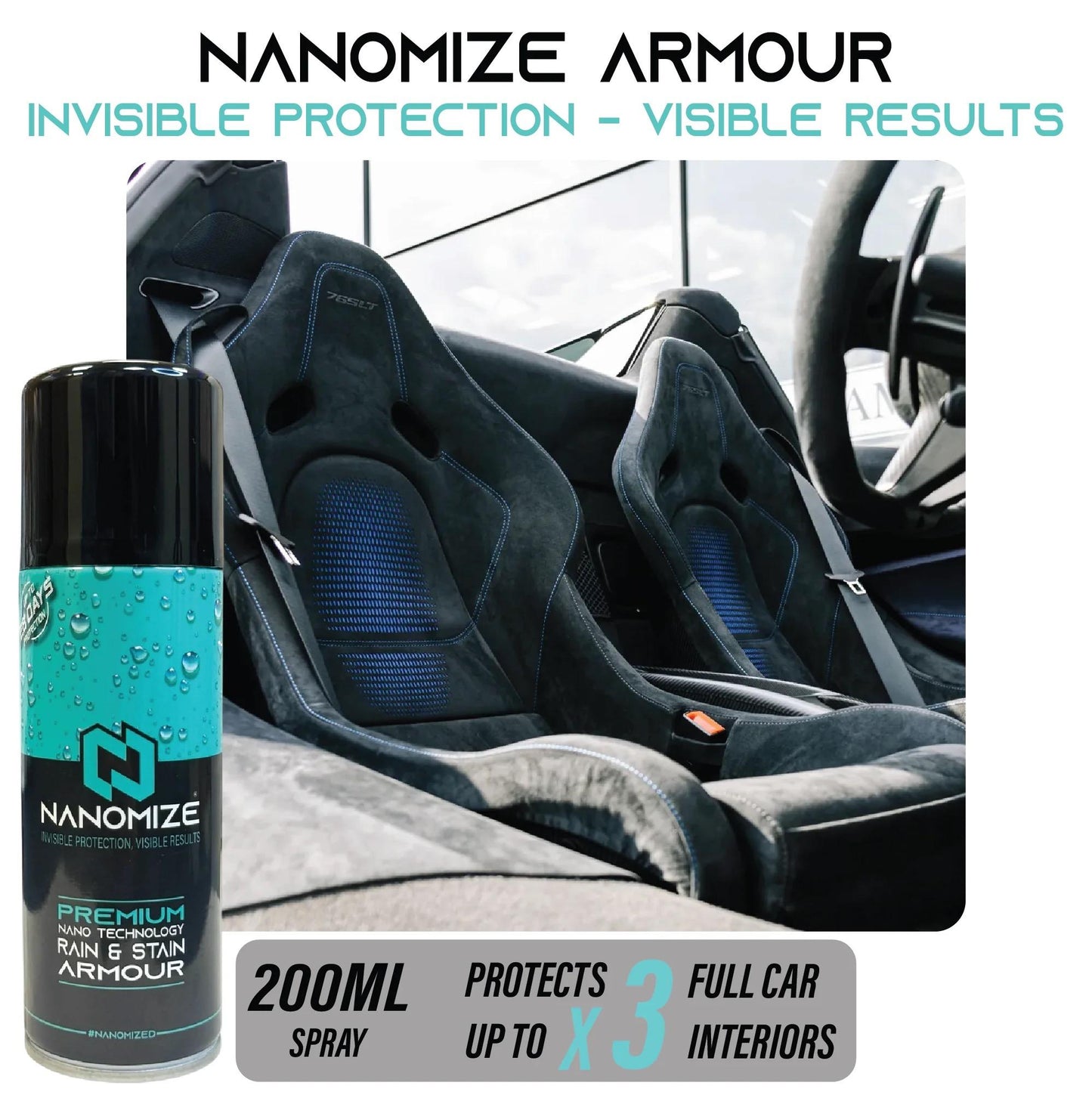 Nanomize Invisible Rain and Stain Armour Up To 28 Days Protection
