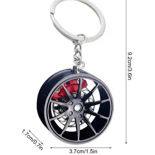 Alloy Wheel with Moving Red Brake Caliper Keychain