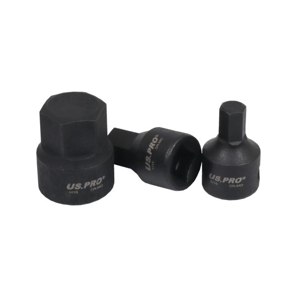 16PC 3/8" DR STUBBY IMPACT SAE/METRIC HEX BIT SOCKETS US PRO