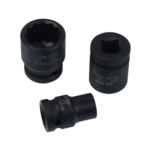 15PC 1/2" DR 12PT SHALLOW IMPACT SOCKETS 10MM TO 24MM