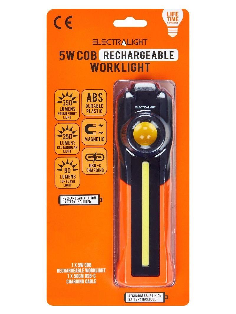 MAGNETIC ELECTRALIGHT 350 LUMEN COB RECHARGEABLE WORK LIGHT TORCH LIFETIME GUARANTEE BLUE SPOT